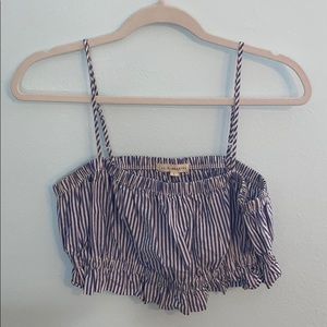 LA Hearts Blue Striped Crop Tank